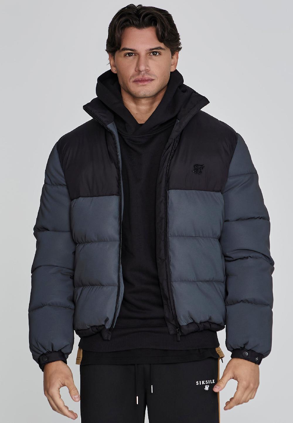 sik silk Black Reflective Puffer Jacket