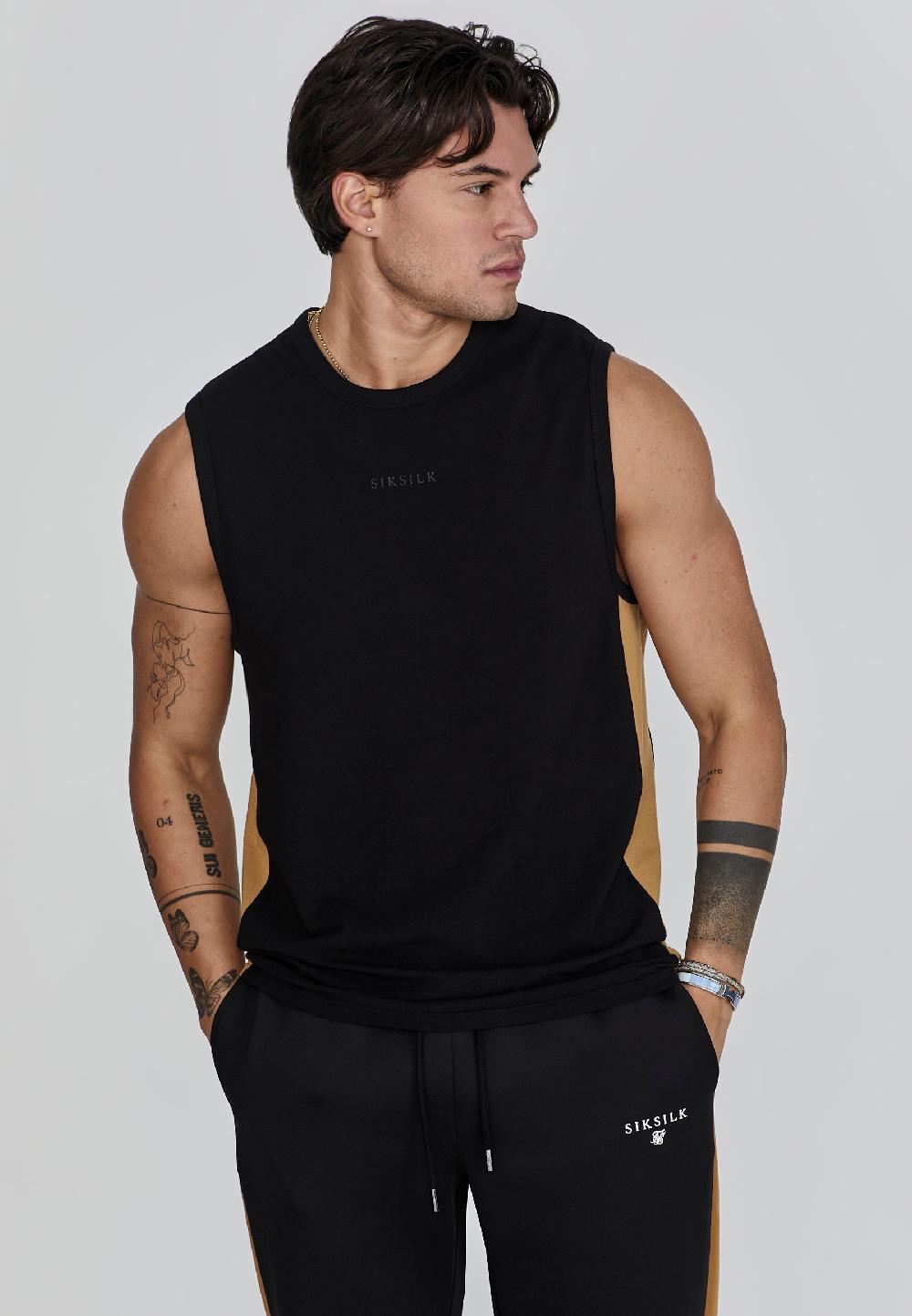 sik silk Black Relaxed Fit Vest