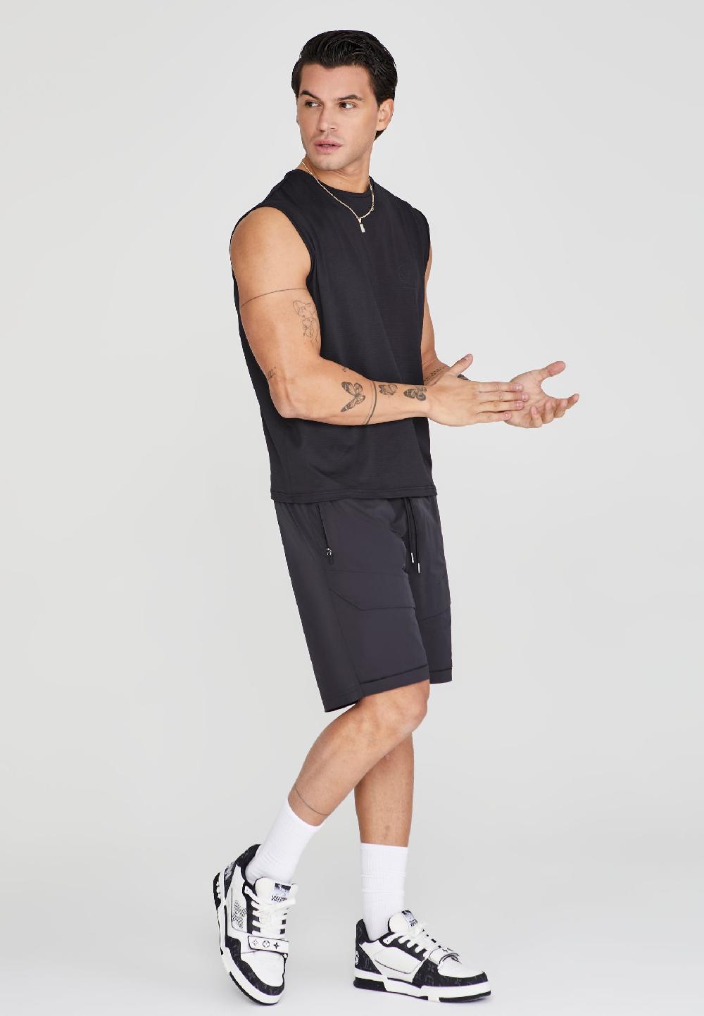 Sik Silk Black Relaxed Logo Vest