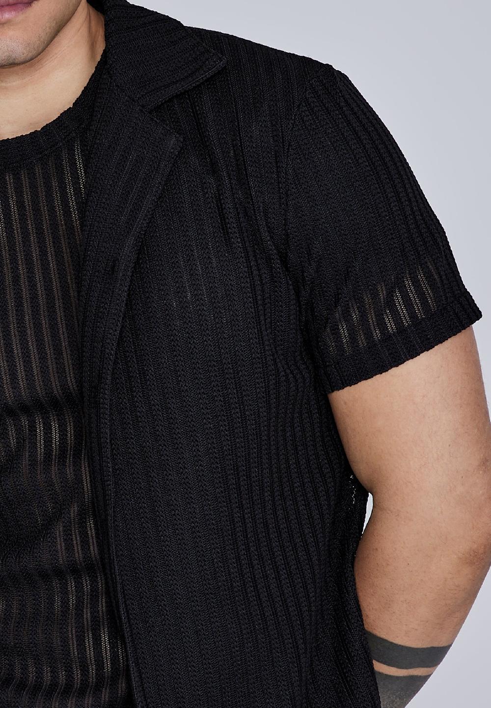 Sik Silk Black Textured Resort Shirt