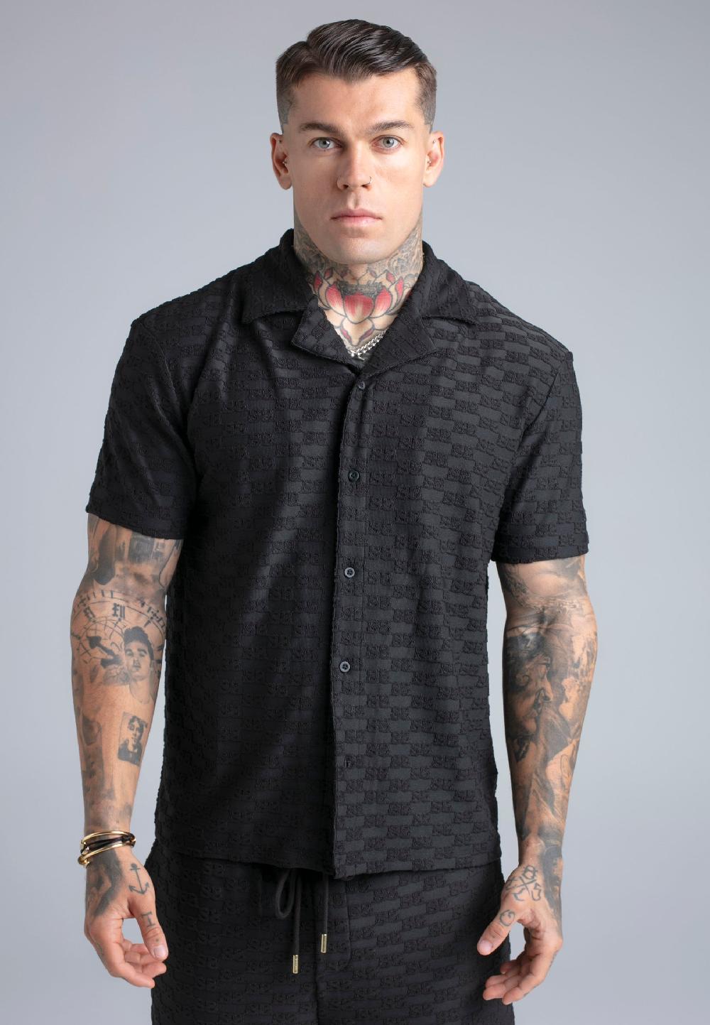 sik silk Black Towelling Shirt