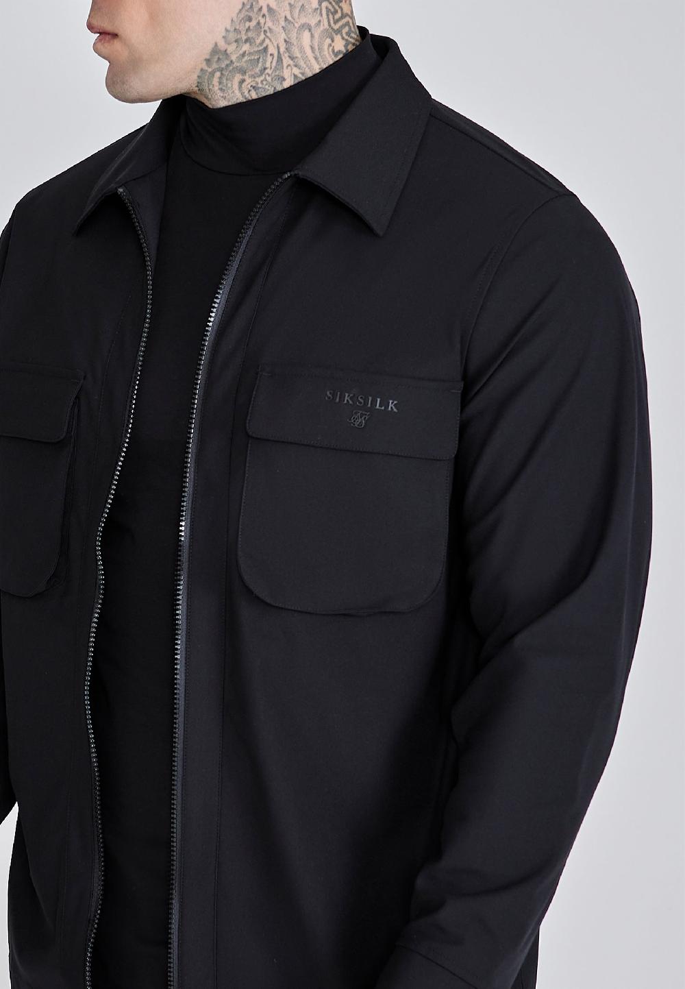 Sik Silk Black Utility Overshirt