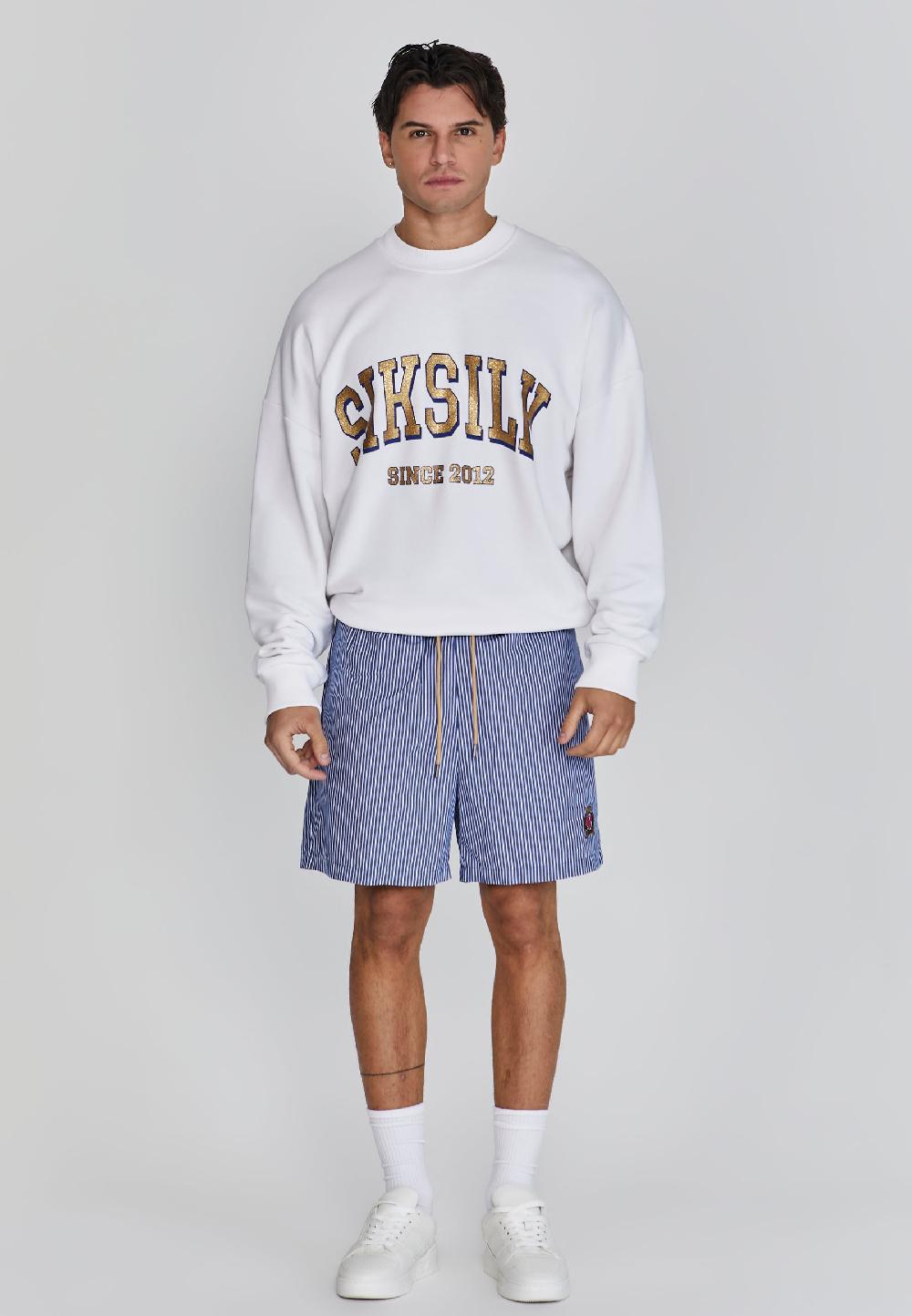 Sik Silk Blue White Striped Shorts