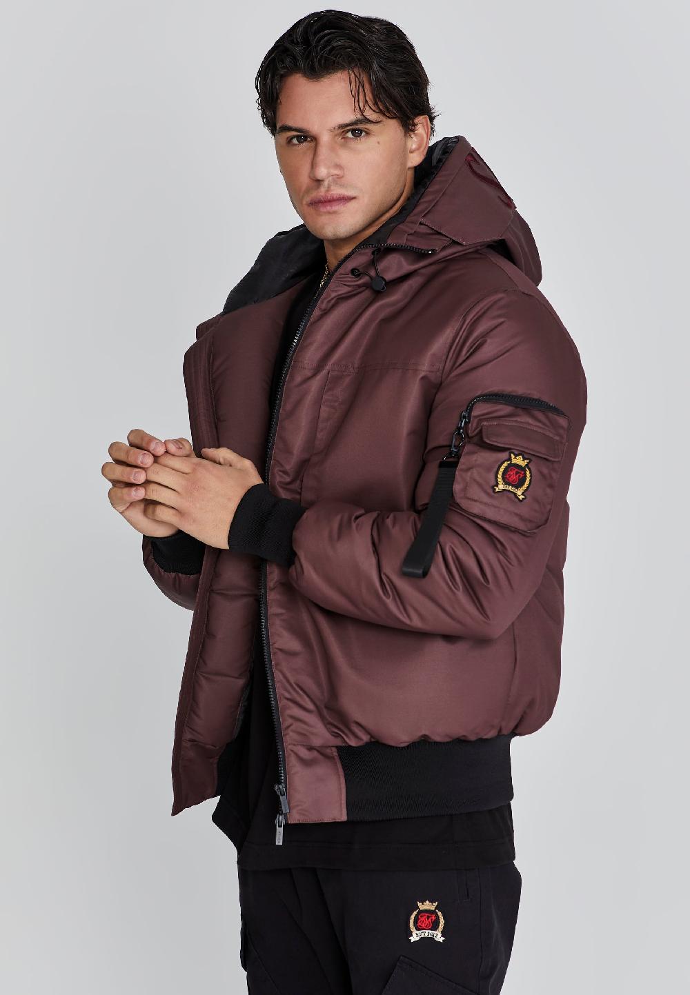 sik silk Brown Bomber Jacket
