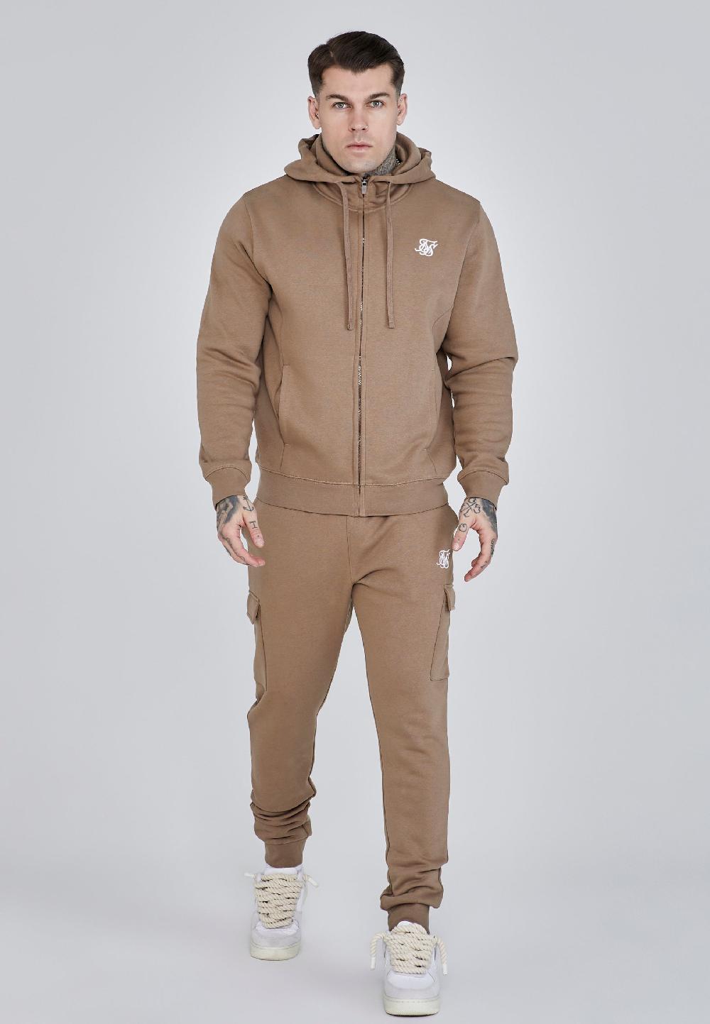 Sik Silk Brown Essentials Full Zip Hoodie