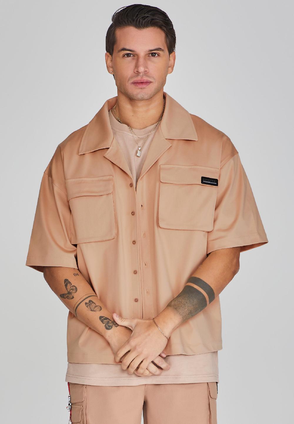 sik silk Brown Flight Utility Shirt