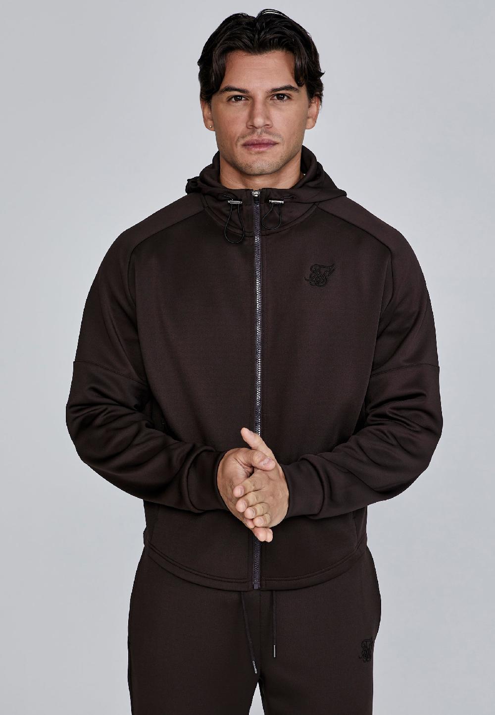 sik silk Brown Full Zip Hoodie