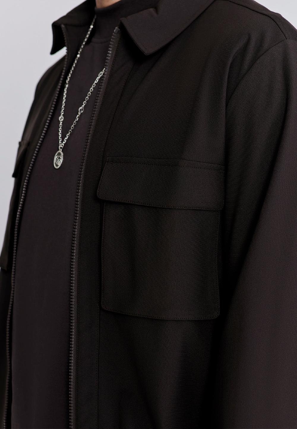 Sik Silk Brown Full Zip Overshirt