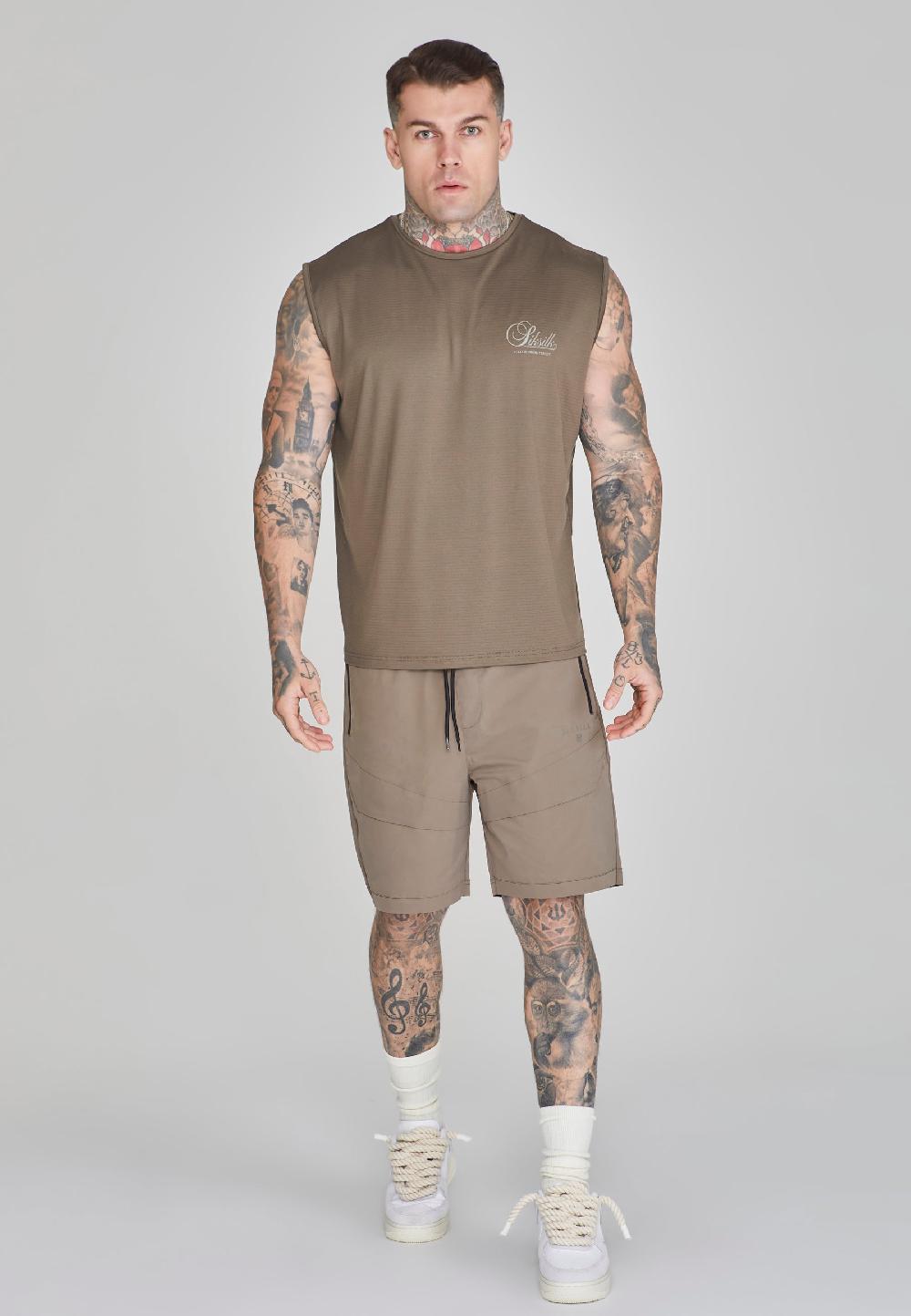 Sik Silk Brown Relaxed Logo Vest