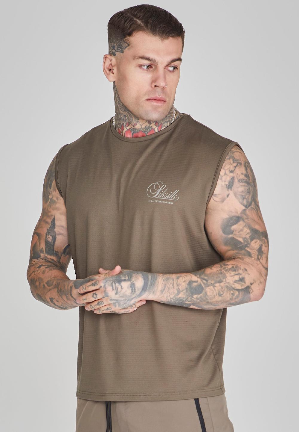 sik silk Brown Relaxed Logo Vest