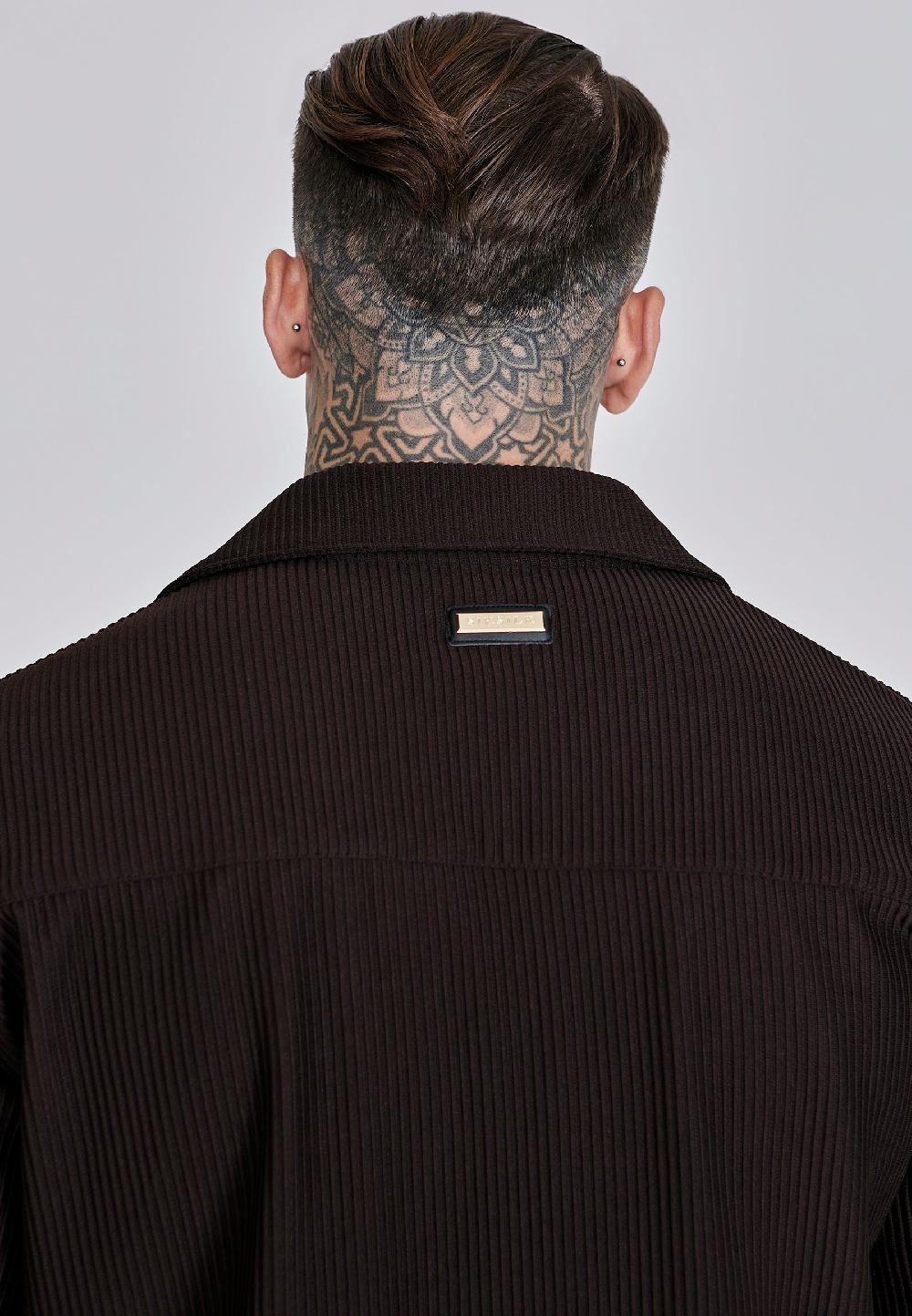 Sik Silk Brown Ribbed Smart Shirt