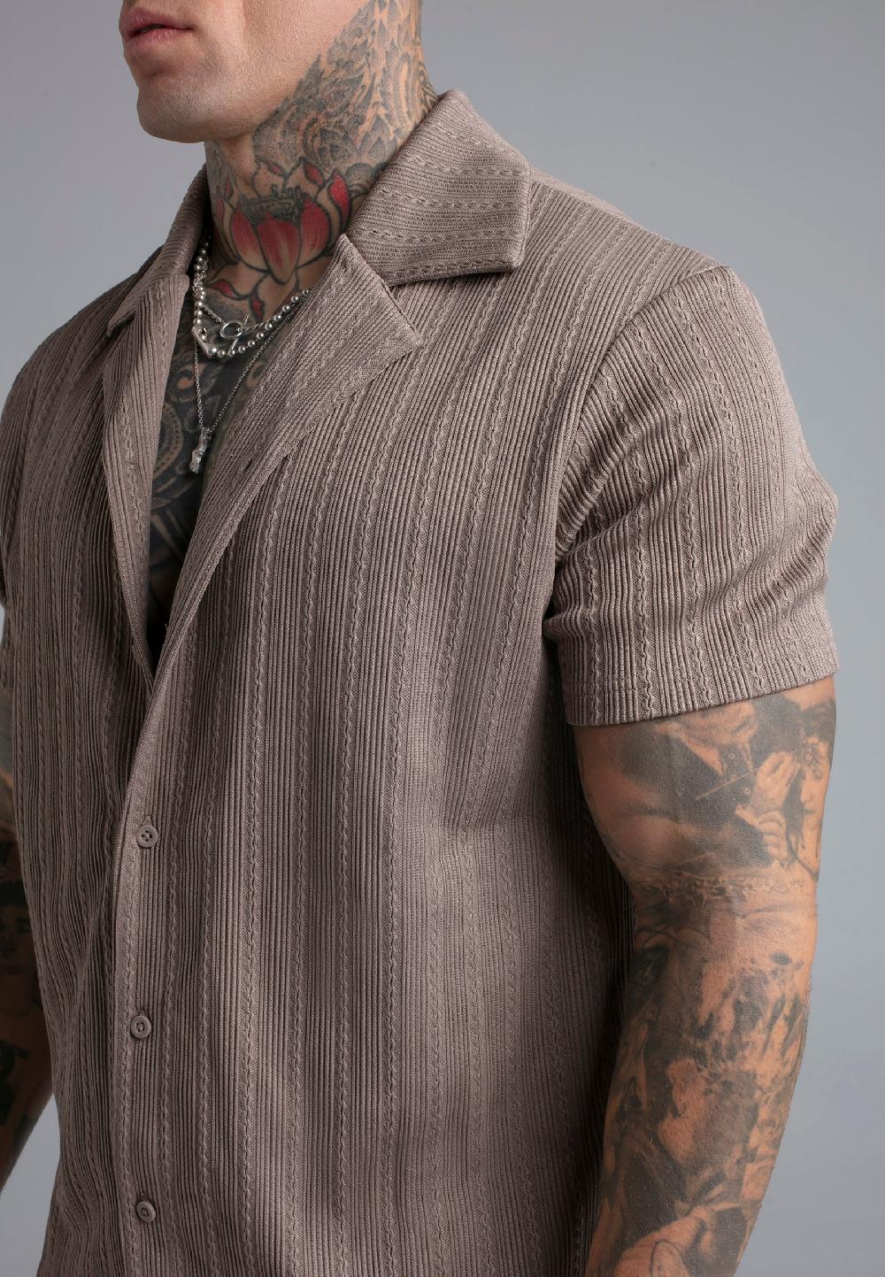 Sik Silk Brown Textured Shirt