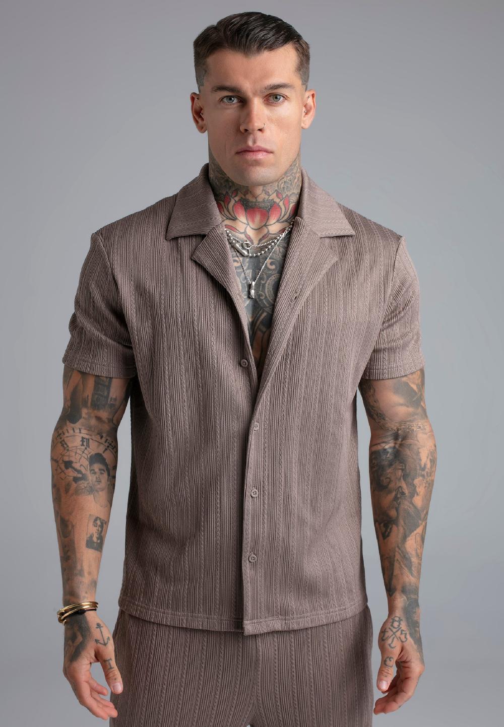sik silk Brown Textured Shirt