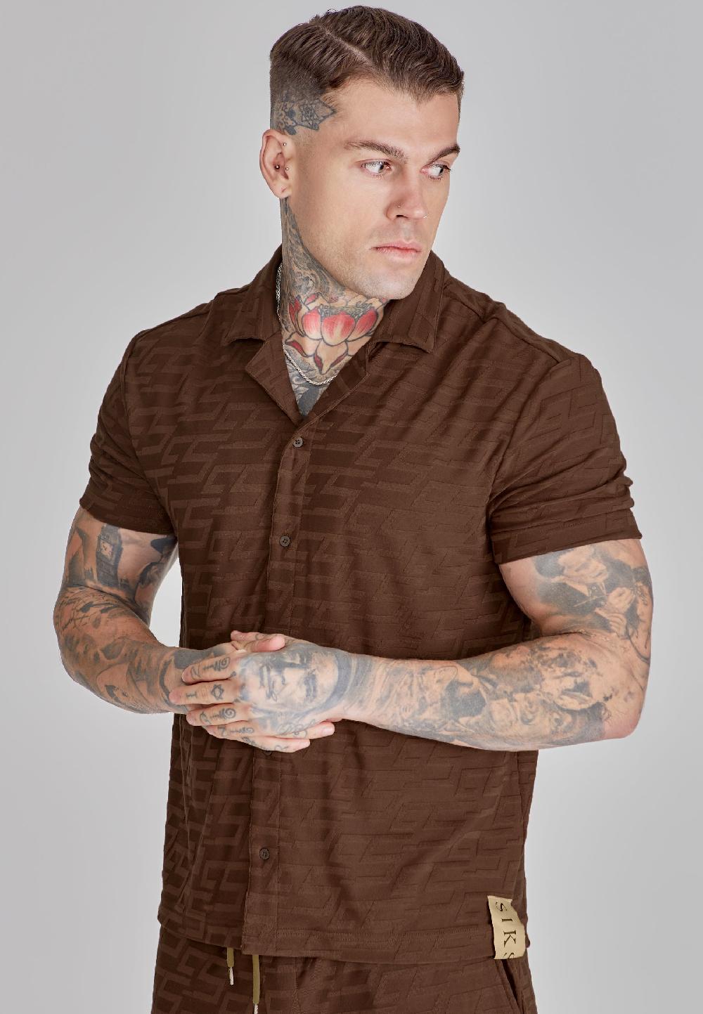 sik silk Brown Towelling Shirt