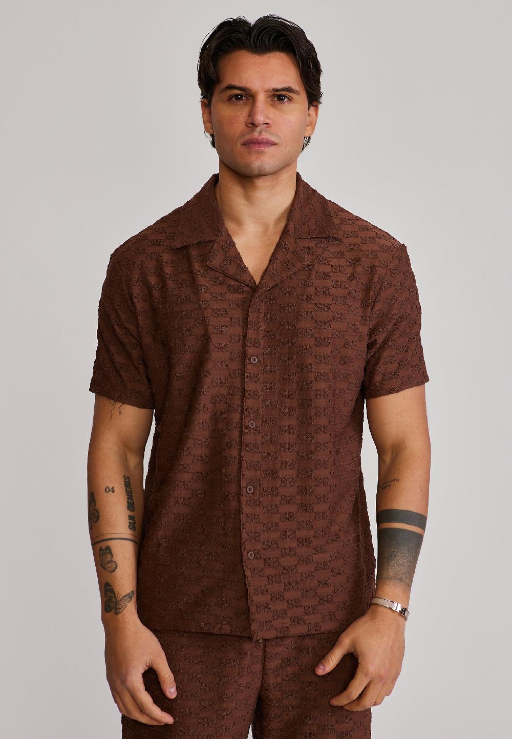 sik silk Brown Towelling Shirt