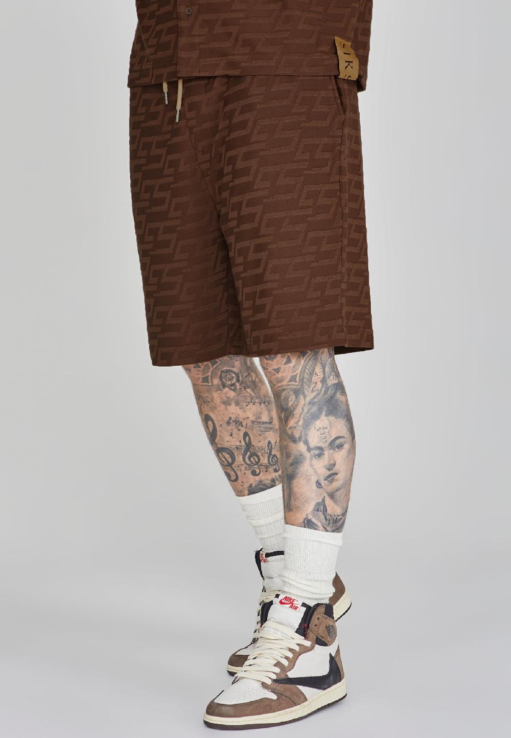 sik silk Brown Towelling Shorts