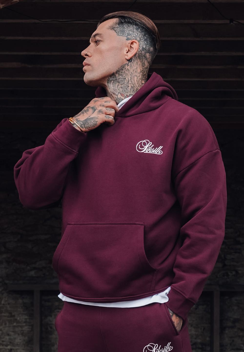 sik silk Burgundy Essentials Hoodie