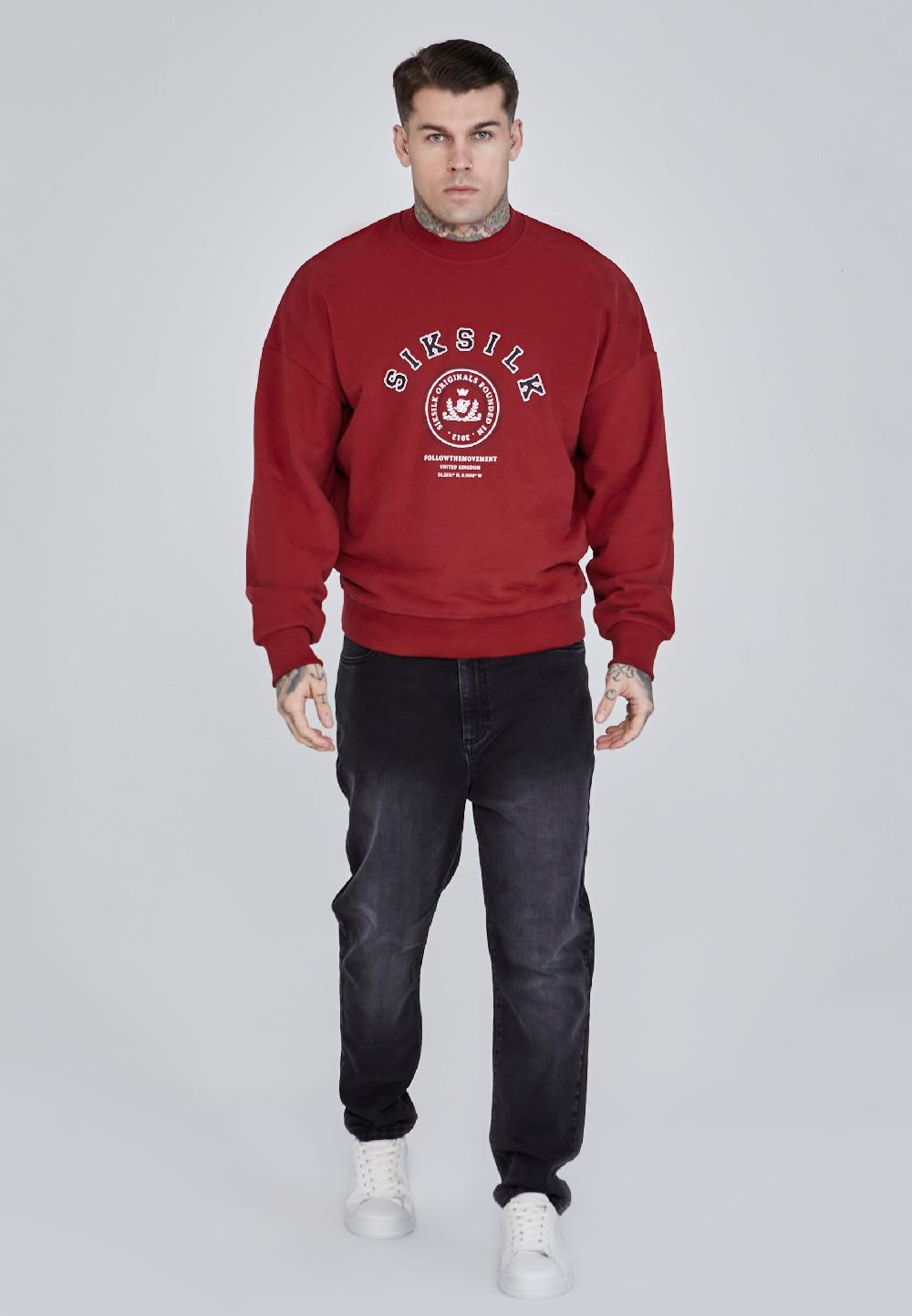Sik Silk Burgundy Logo Sweater