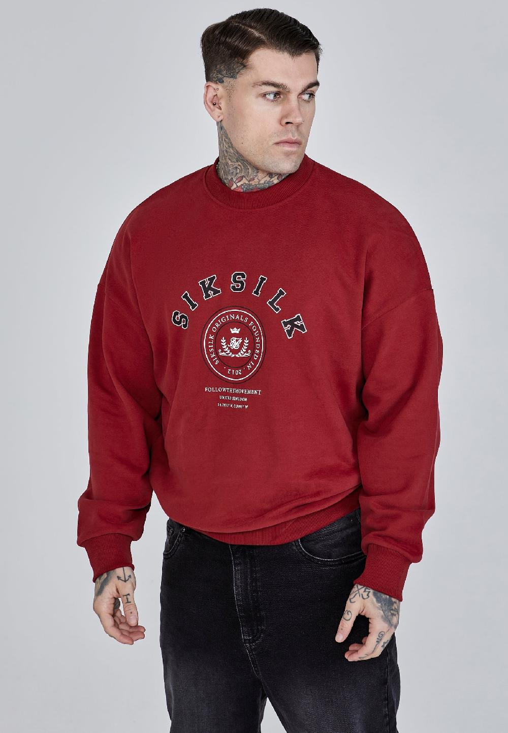 sik silk Burgundy Logo Sweater