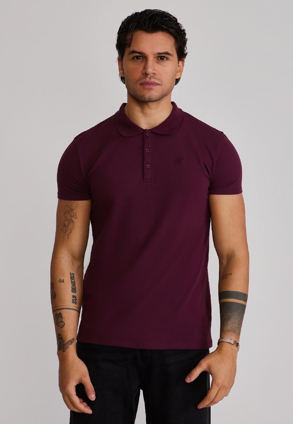 sik silk Burgundy Polo T-Shirt