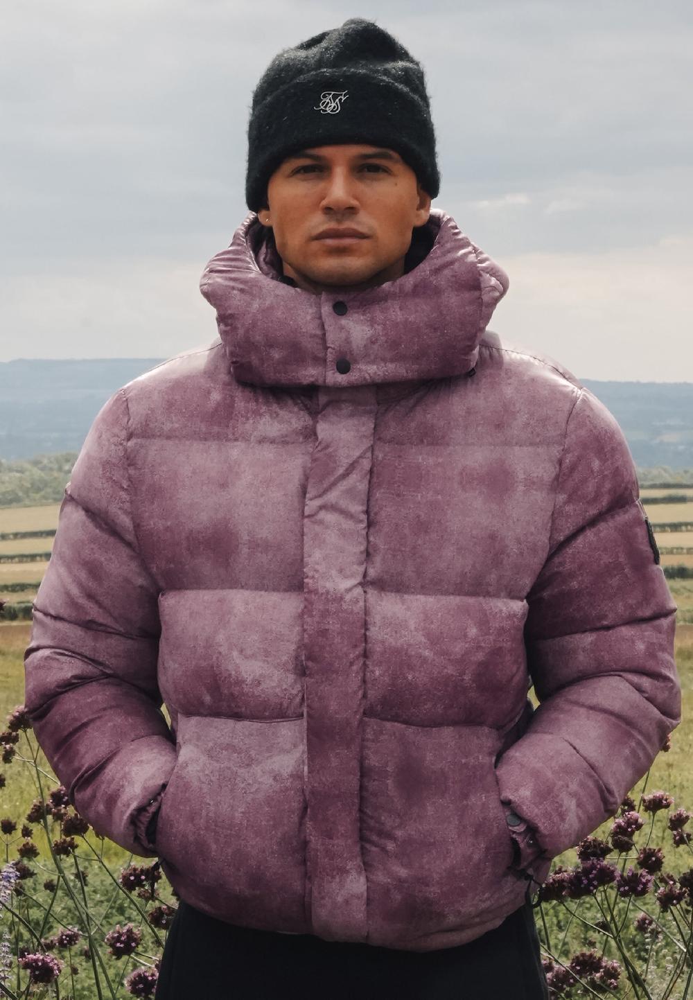 sik silk Burgundy Puffer Jacket