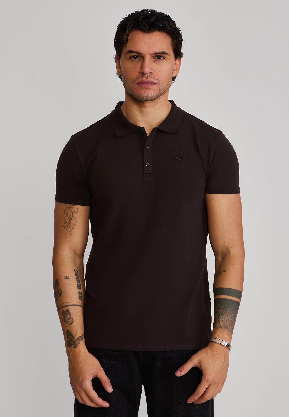 sik silk Dark Brown Polo T-Shirt
