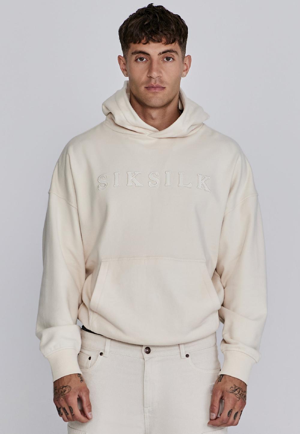 Sik Silk Ecru Applique Hoodie