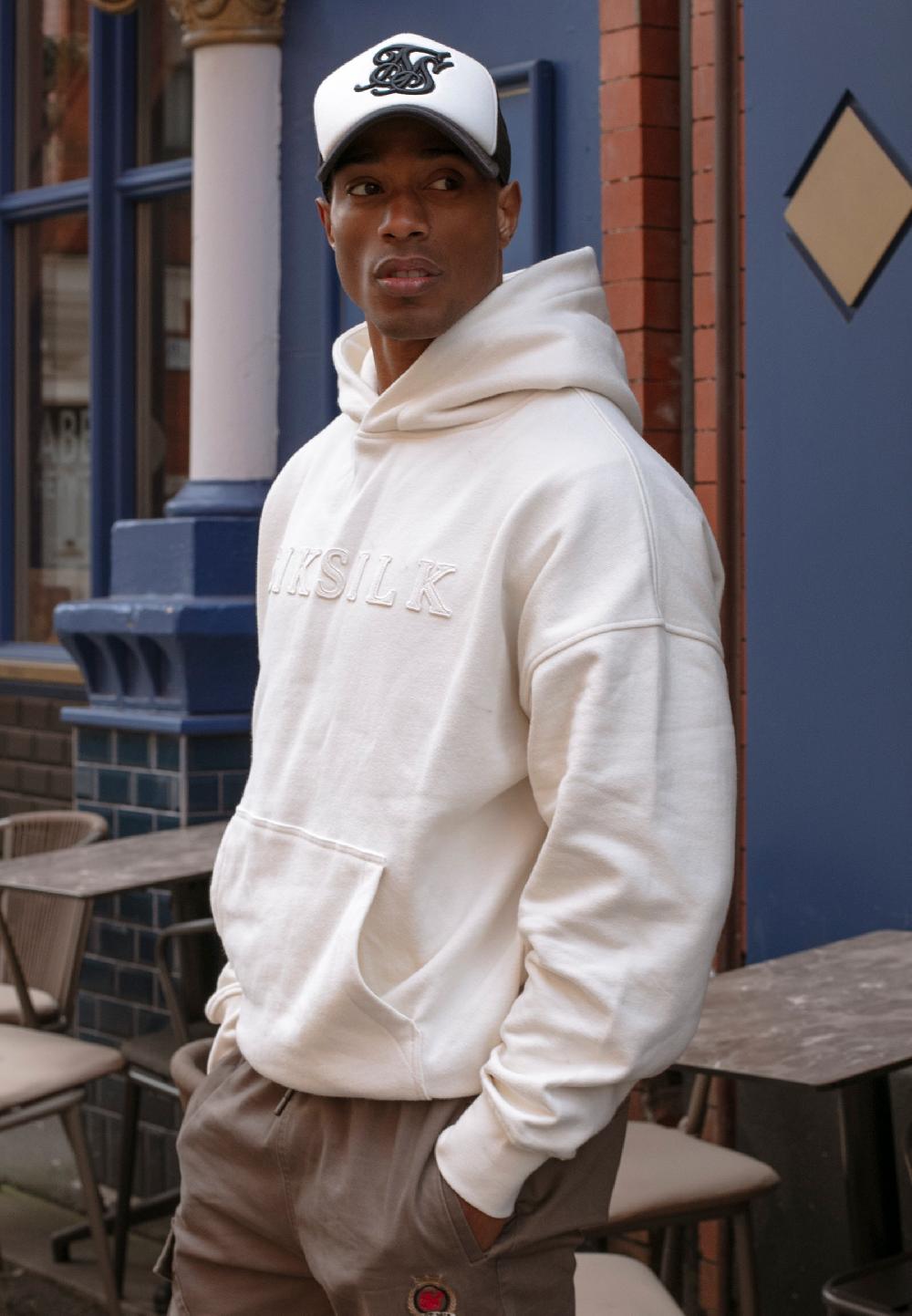 sik silk Ecru Applique Hoodie