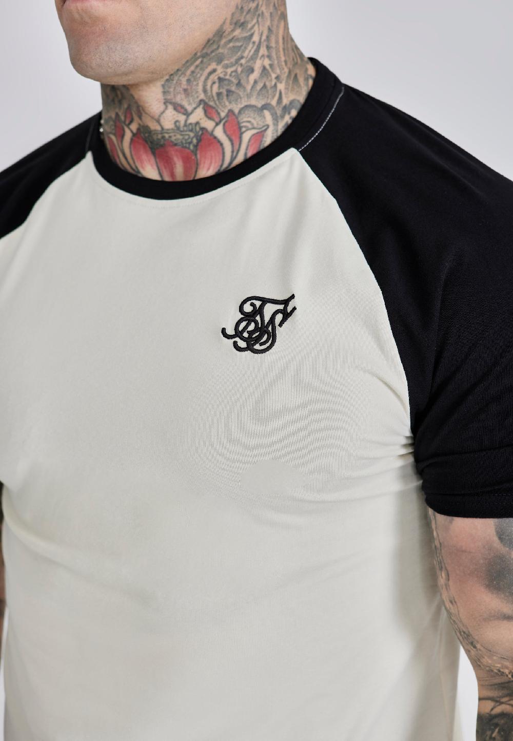 Sik Silk Ecru Black Raglan T-Shirt