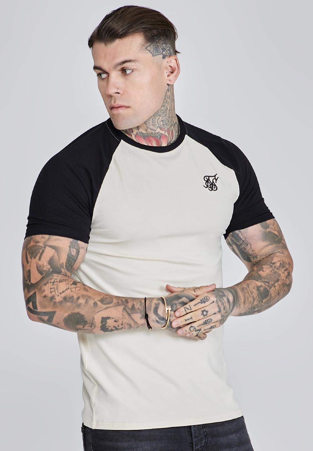 sik silk Ecru Black Raglan T-Shirt