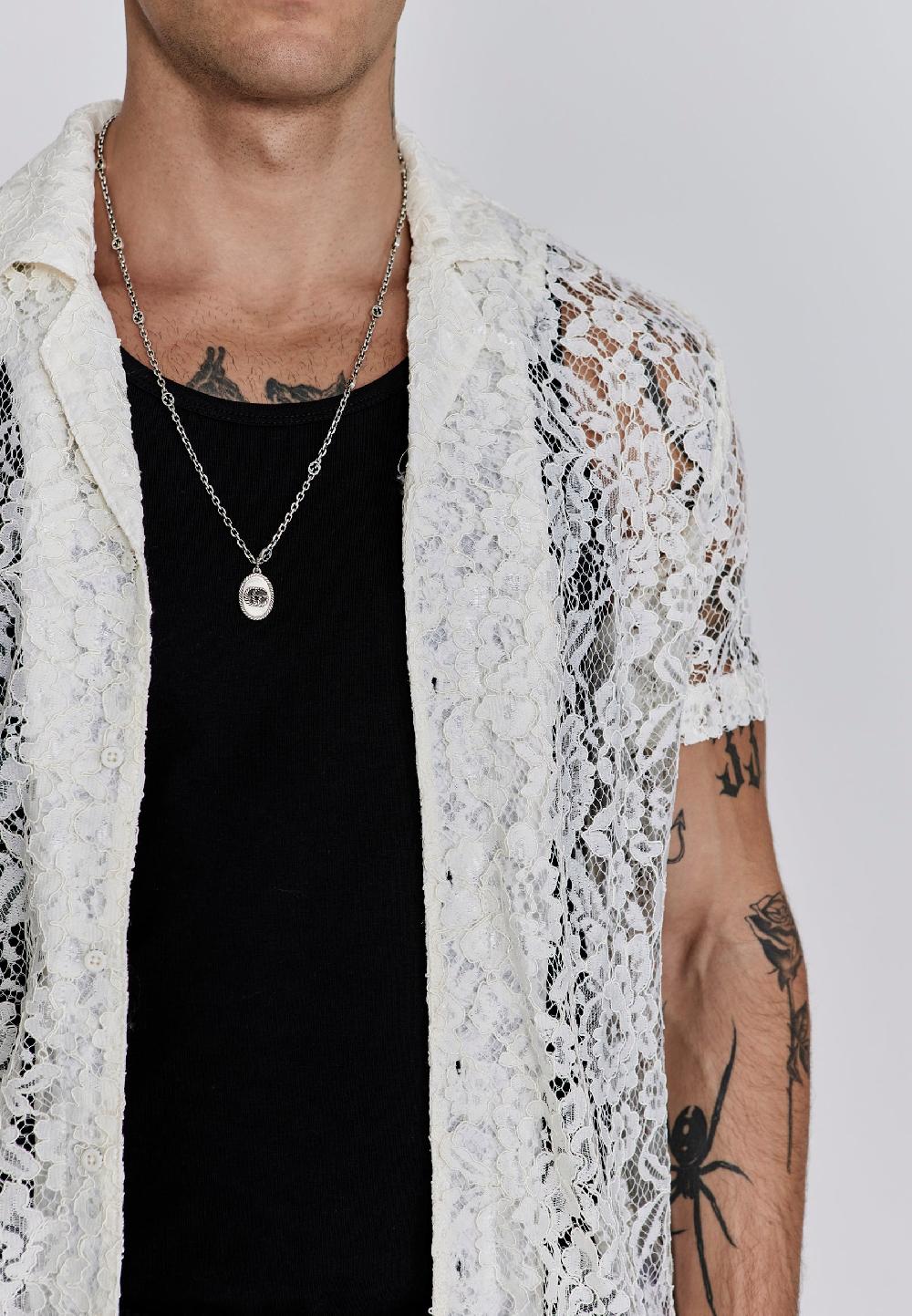 Sik Silk Ecru Lace Resort Shirt