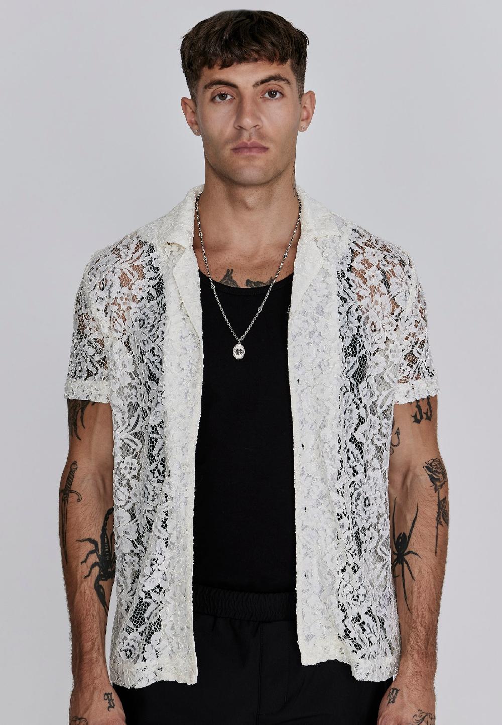 sik silk Ecru Lace Resort Shirt