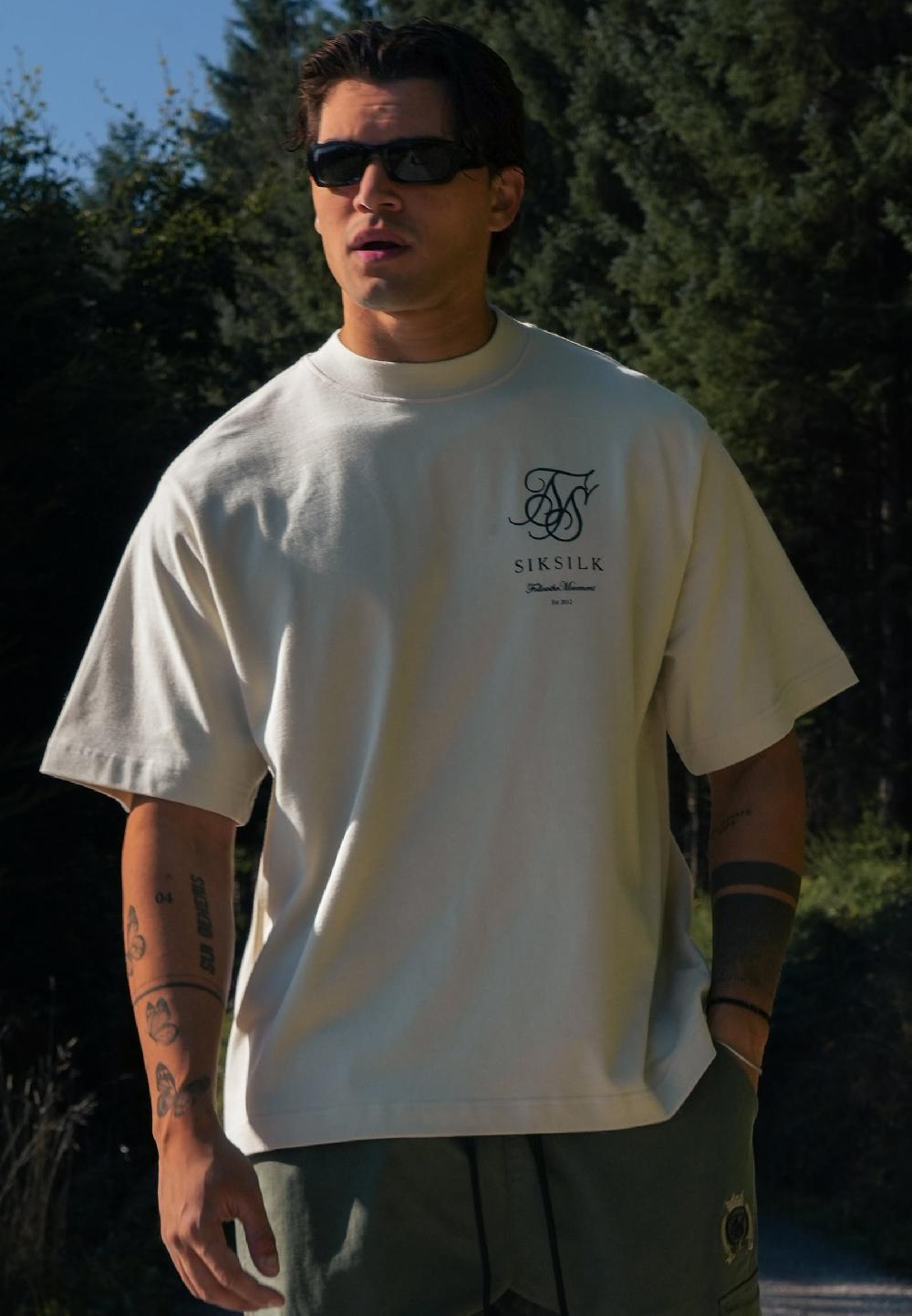 sik silk Ecru Logo T-Shirt