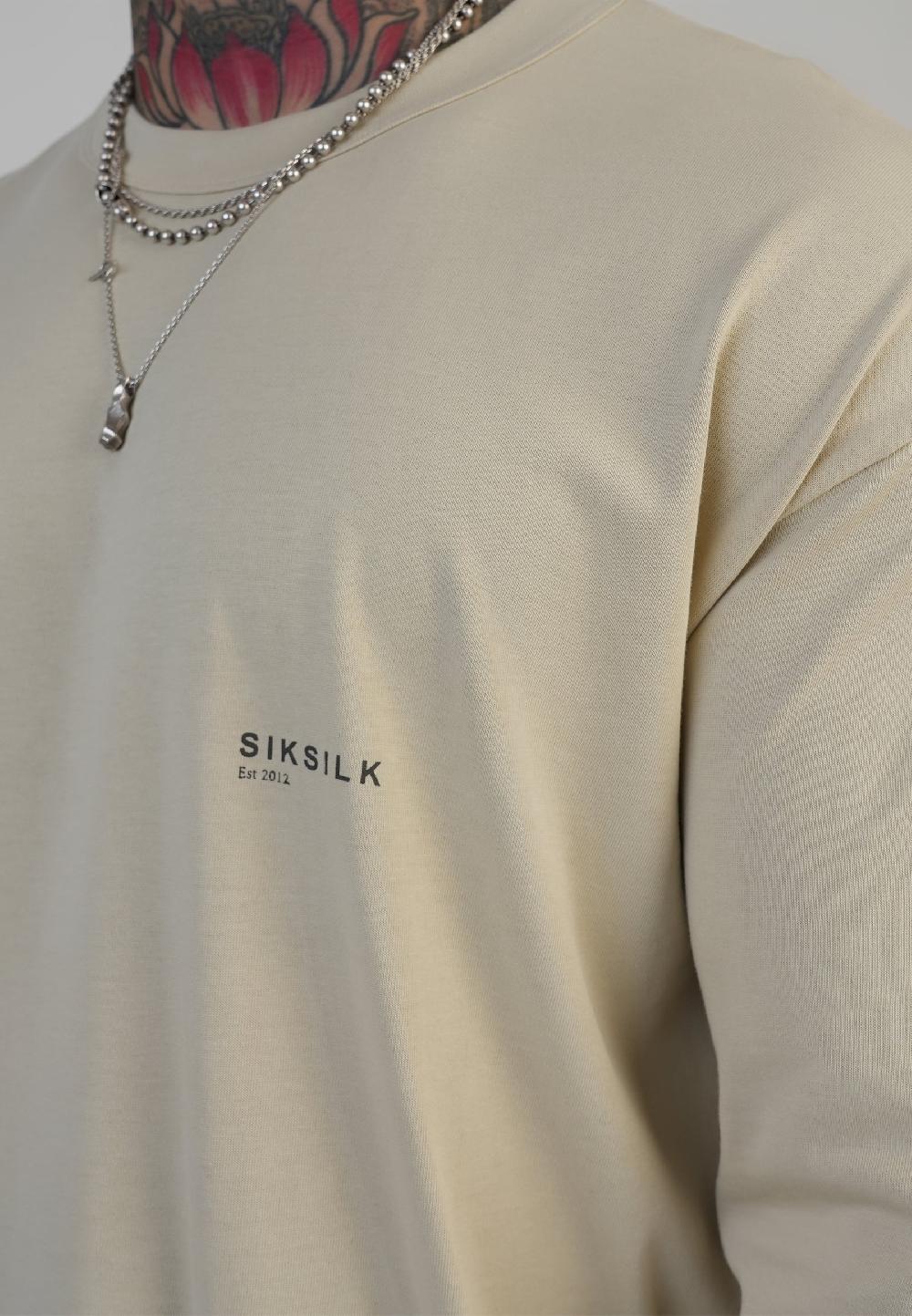Sik Silk Ecru LS Logo T-Shirt