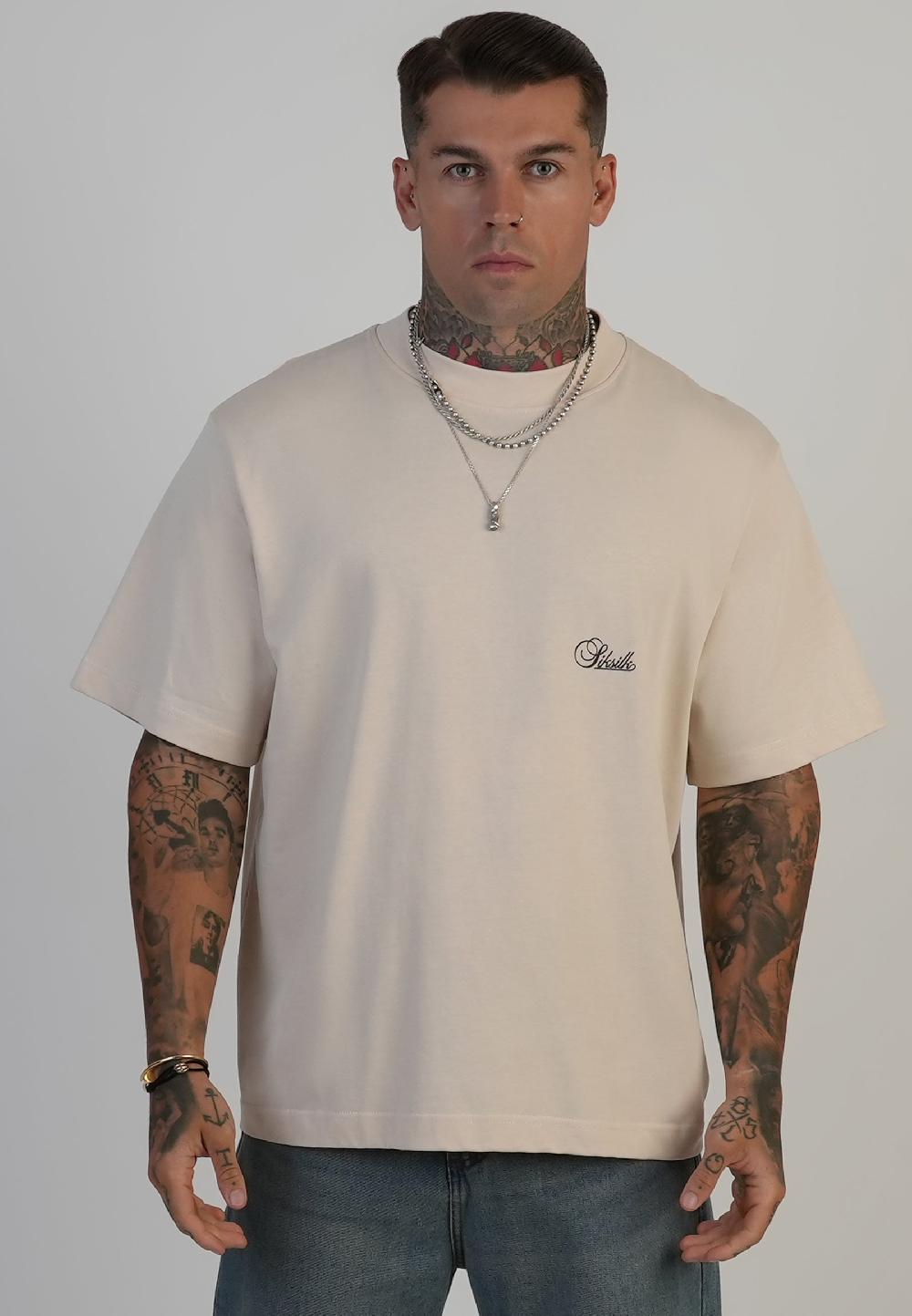 Sik Silk Ecru Oversized T-Shirt