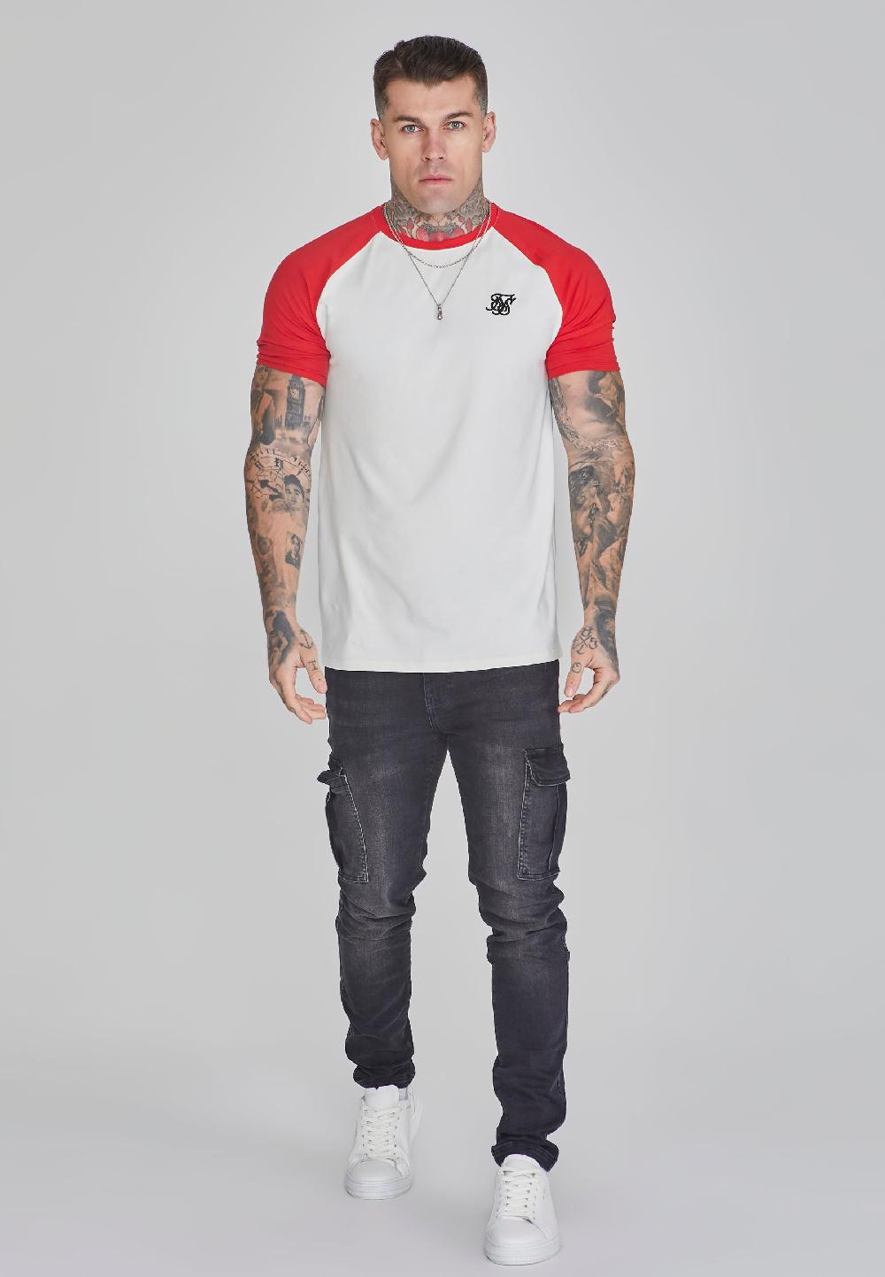 Sik Silk Ecru Red Raglan T-Shirt