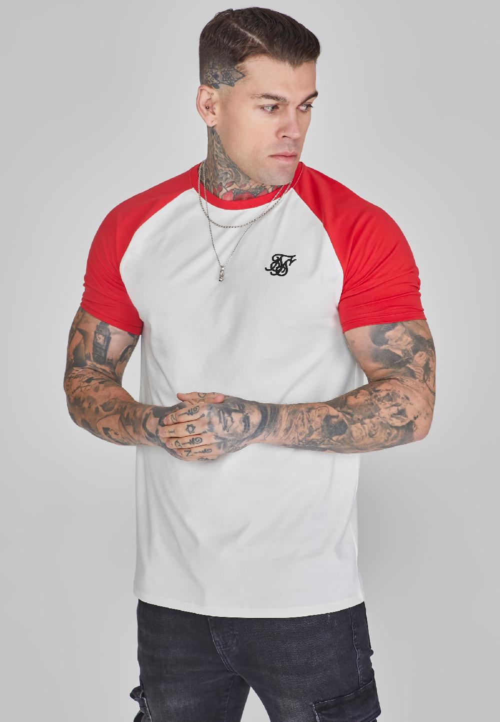 sik silk Ecru Red Raglan T-Shirt