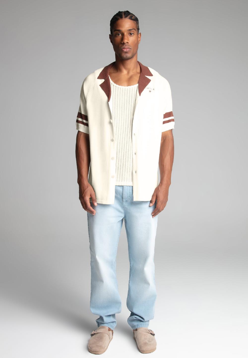 Sik Silk Ecru Retro Resort Shirt