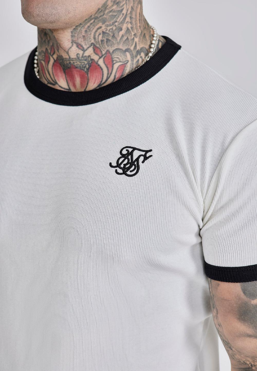 Sik Silk Ecru Ribbed Ringer T-Shirt