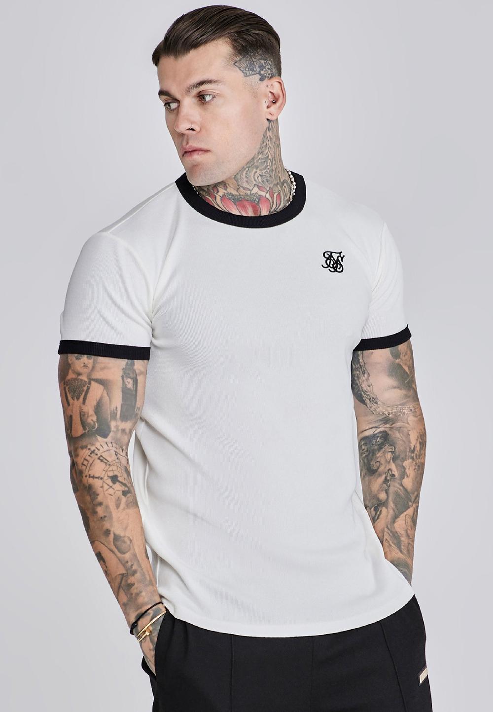 sik silk Ecru Ribbed Ringer T-Shirt