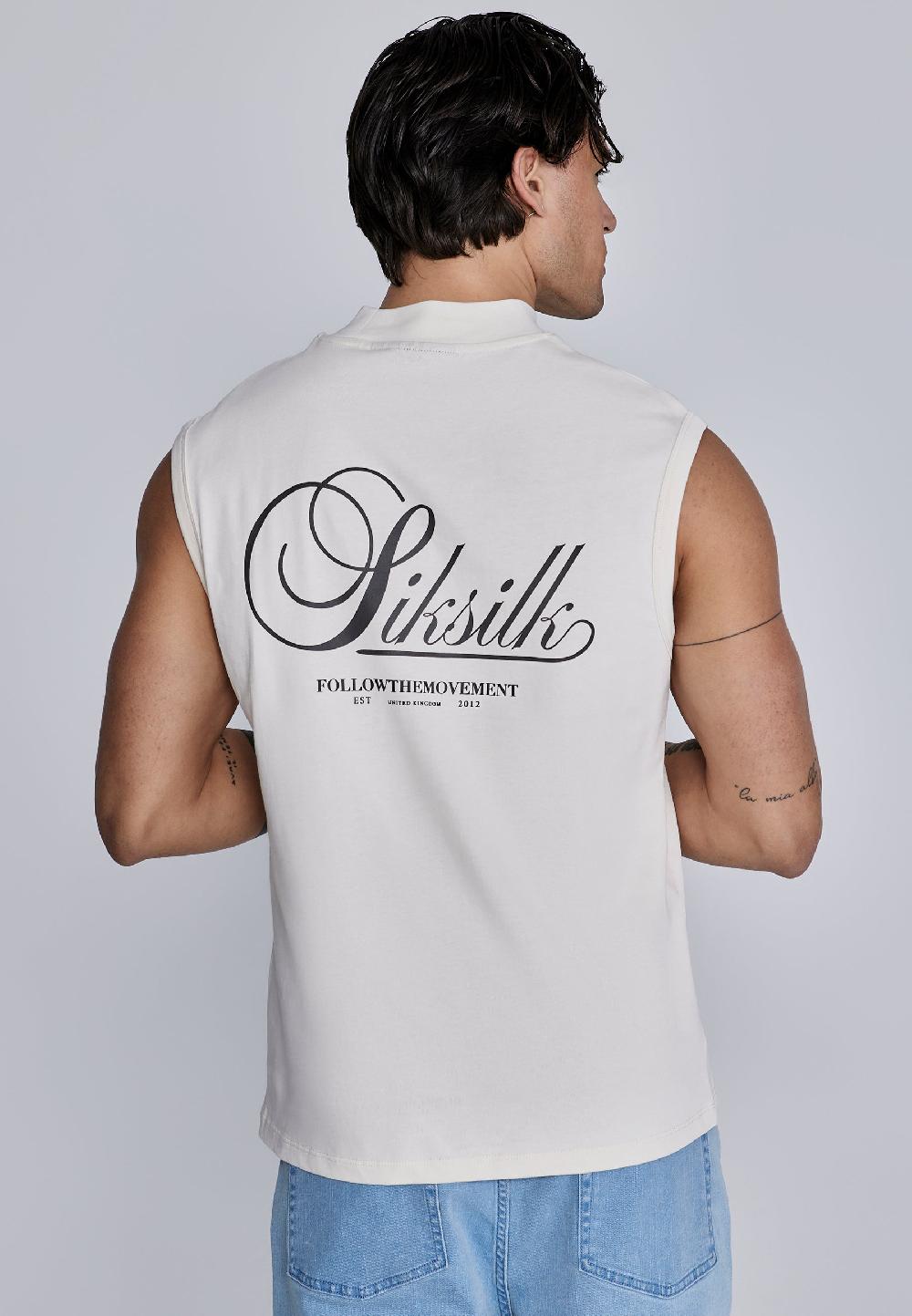 Sik Silk Ecru Sleeveless T-Shirt