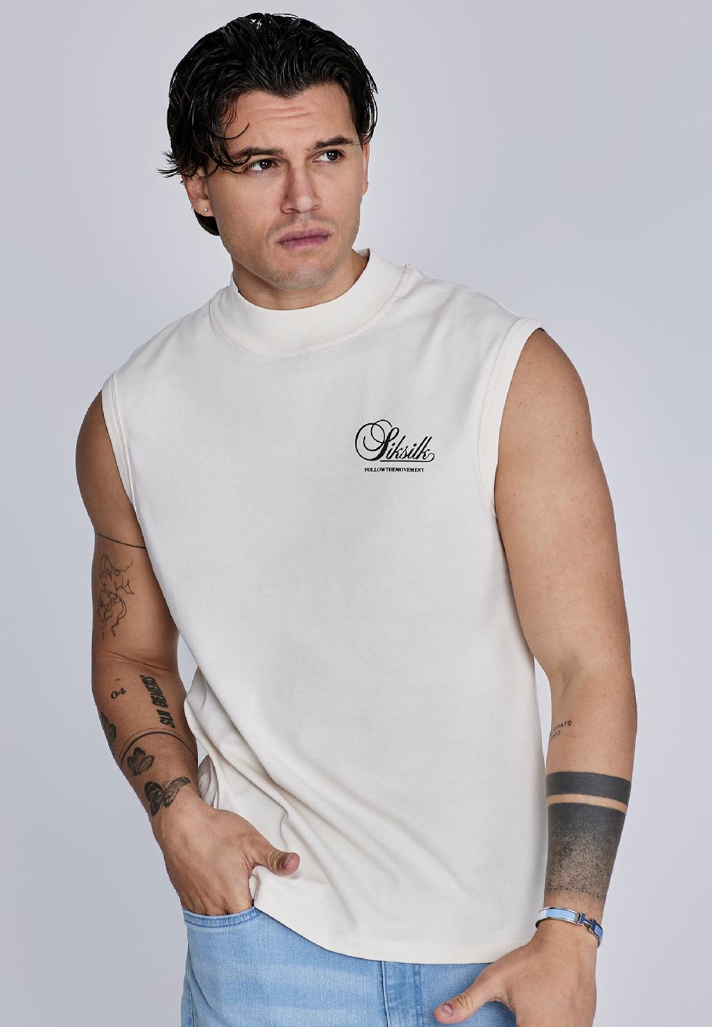 sik silk Ecru Sleeveless T-Shirt