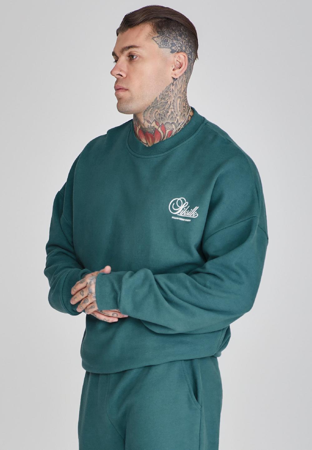 sik silk Green Graphic Sweater