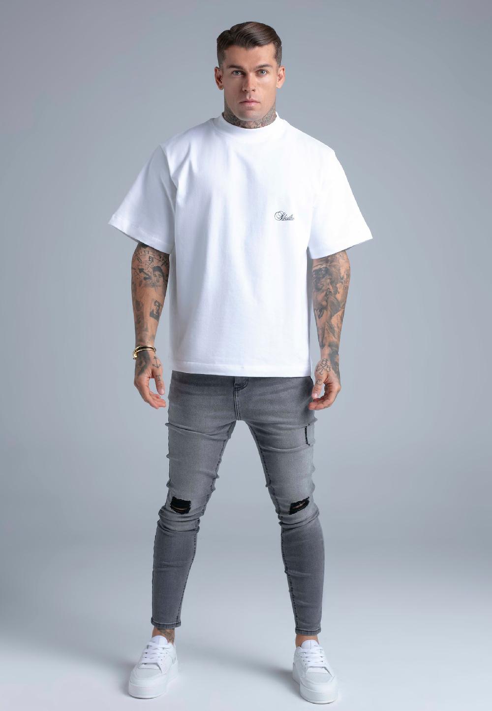 Sik Silk Grey Distressed Skinny Jeans