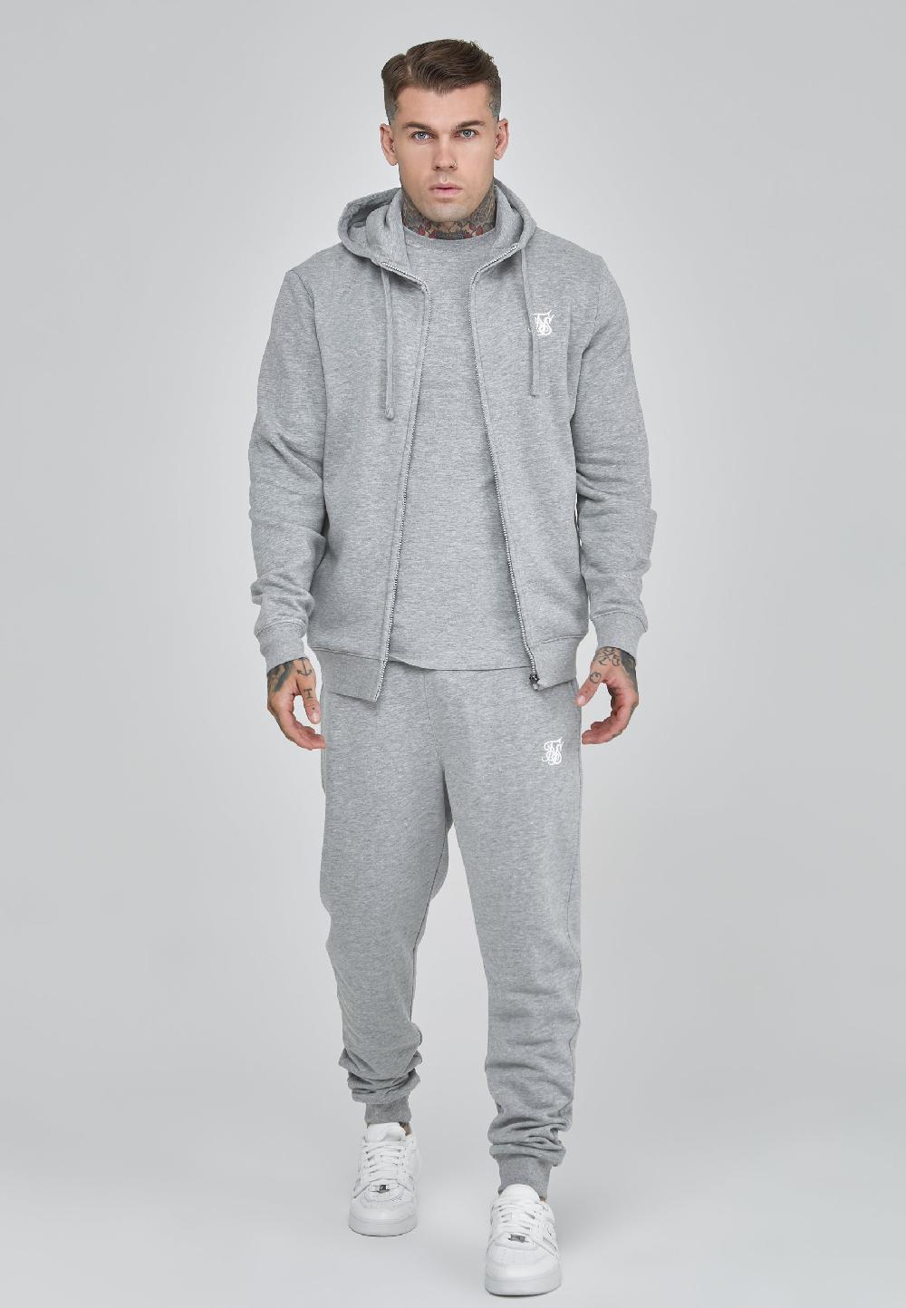 Sik Silk Grey Essentials Full Zip Hoodie