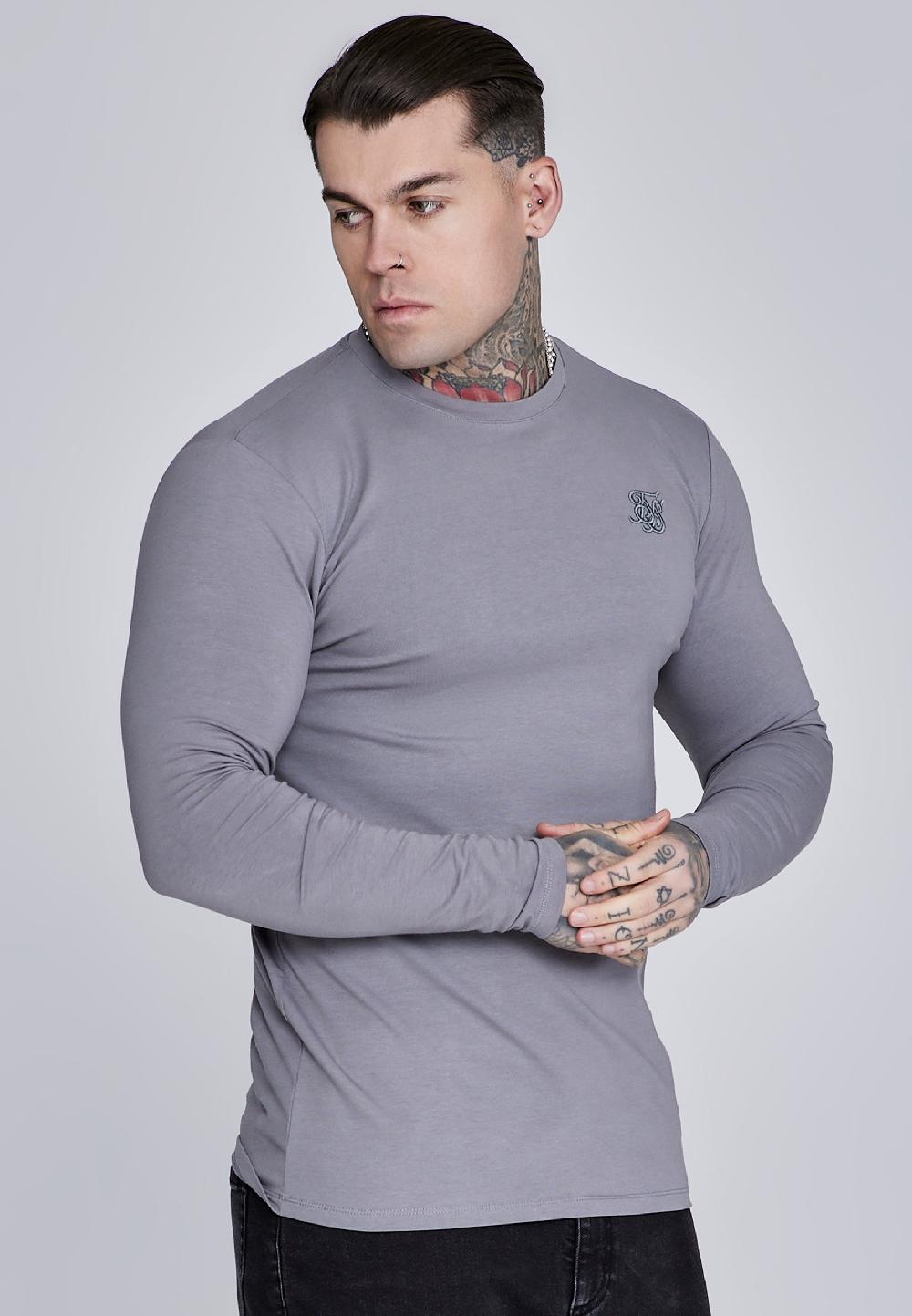 sik silk Grey Essentials LS T-Shirt