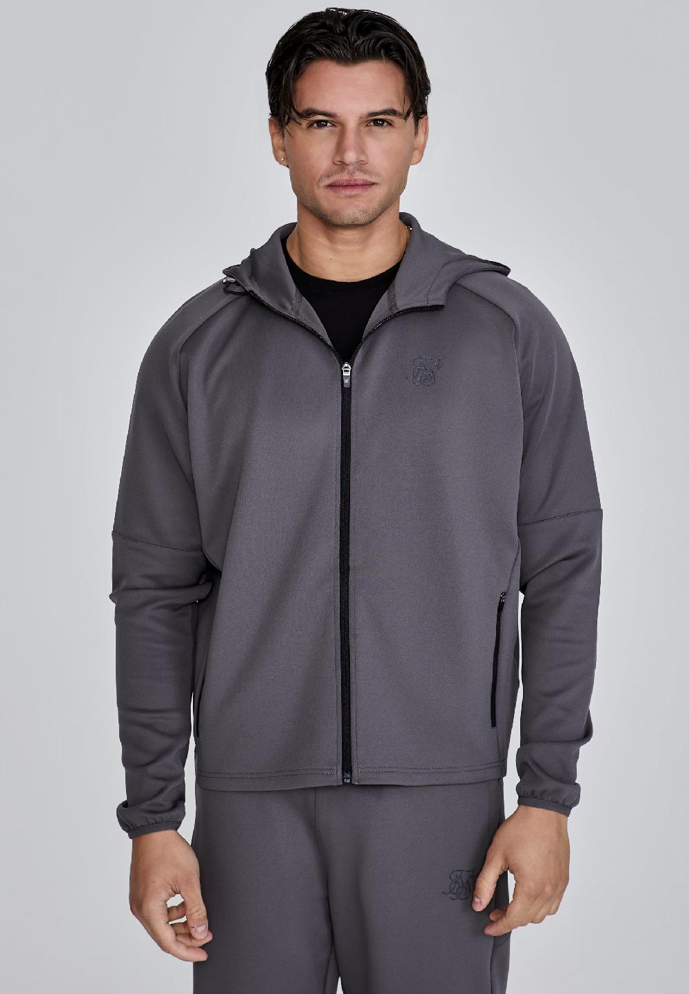 sik silk Grey Full Zip Hoodie