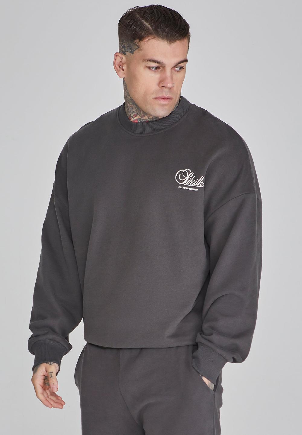 sik silk Grey Graphic Sweater