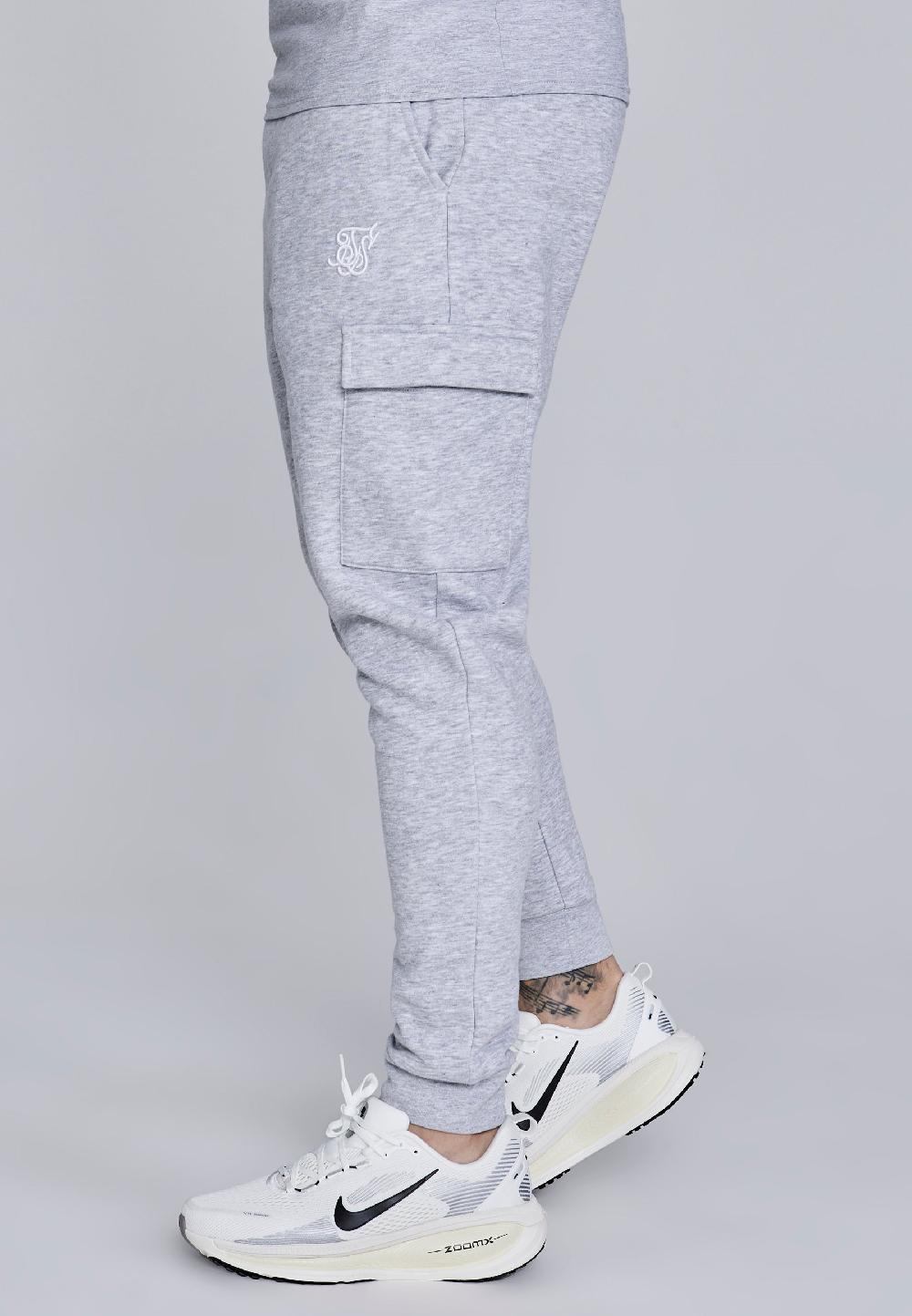 Sik Silk Grey Marl Essentials Cargo Joggers