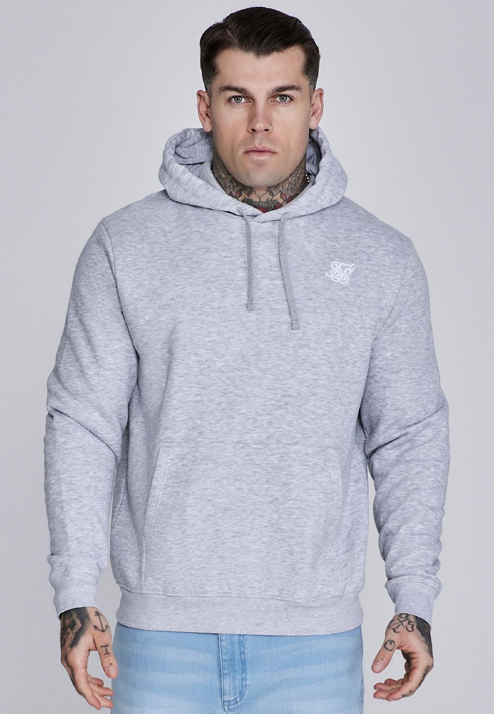 sik silk Grey Marl Essentials Hoodie